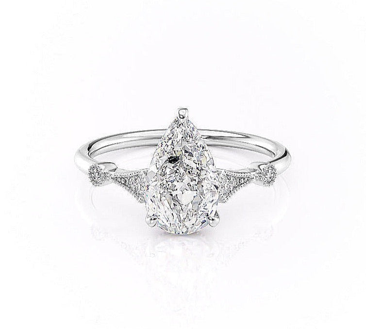 2.0 CT Pear Cut Solitaire Moissanite Engagement Ring. 1