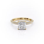 2.08 CT Princess Cut Hidden Halo Pave Setting Moissanite Engagement Ring 11