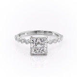 2.08 CT Princess Cut Hidden Halo Pave Setting Moissanite Engagement Ring 10
