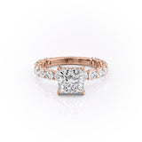 2.08 CT Princess Cut Solitaire Pave Setting Moissanite Engagement Ring 12