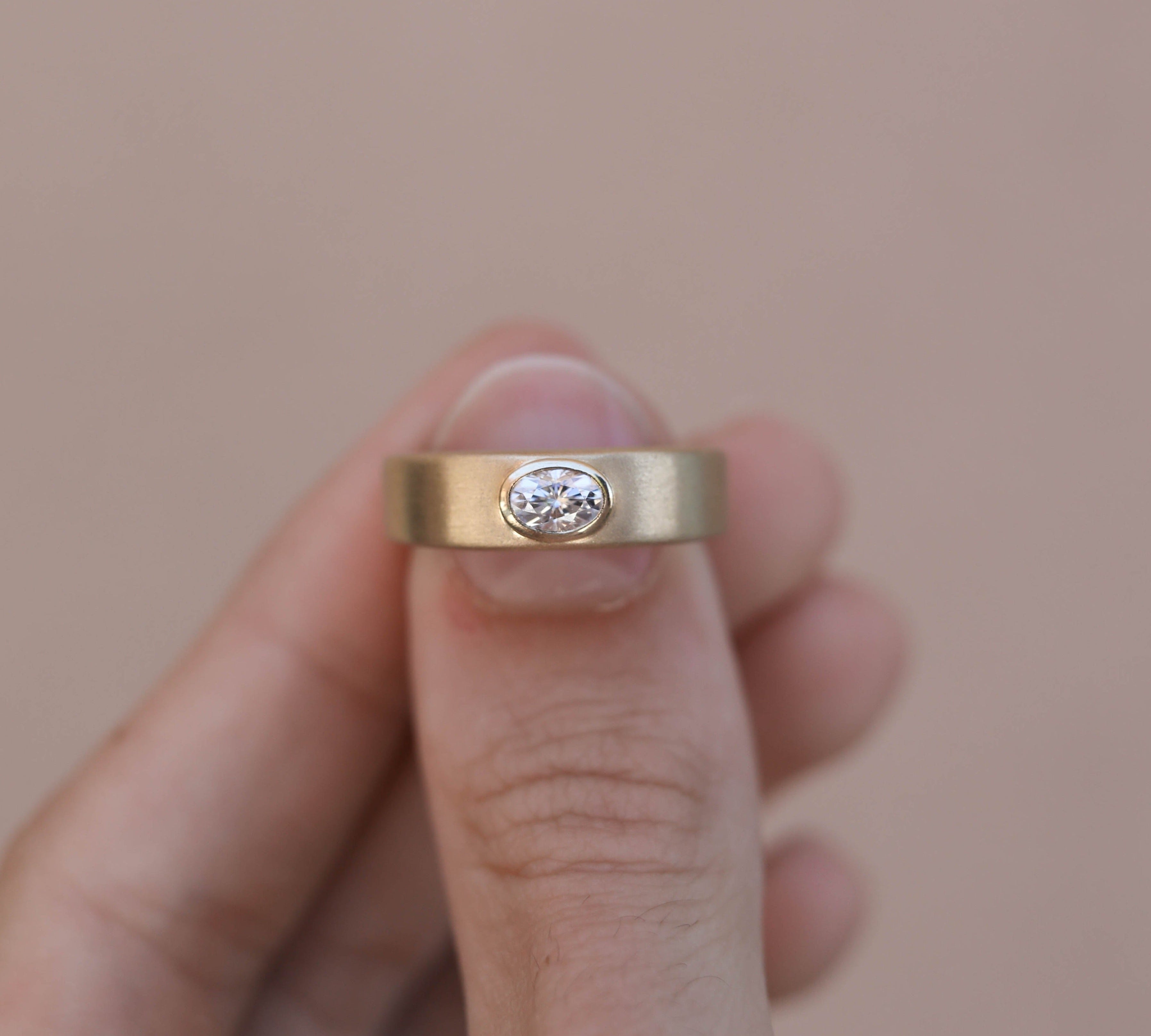 Classic Single Stone Satin-Finish Men's Band 2