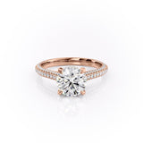 1.60 CT Round Cut Hidden Halo Triple Pave Moissanite Engagement Ring 12