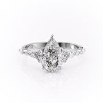 2.0 CT Pear Cut Cluster Moissanite Engagement Ring 10