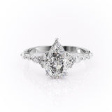 2.0 CT Pear Cut Cluster Moissanite Engagement Ring 10