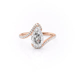 2.0 CT Pear Cut Solitaire Bypass Setting Moissanite Engagement Ring 11