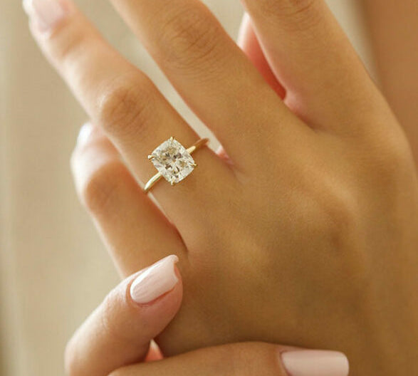 2.7 CT Cushion Solitaire Style Moissanite Engagement Ring 1