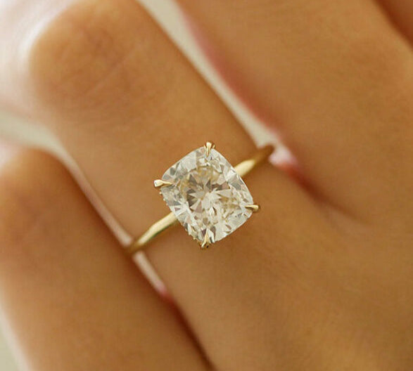 2.7 CT Cushion Solitaire Style Moissanite Engagement Ring 2