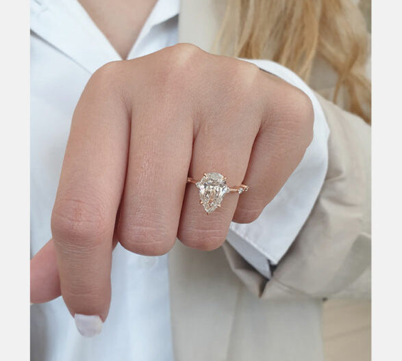 2.50 CT Pear Cut Dainty Pave Setting Moissanite Engagement Ring 2