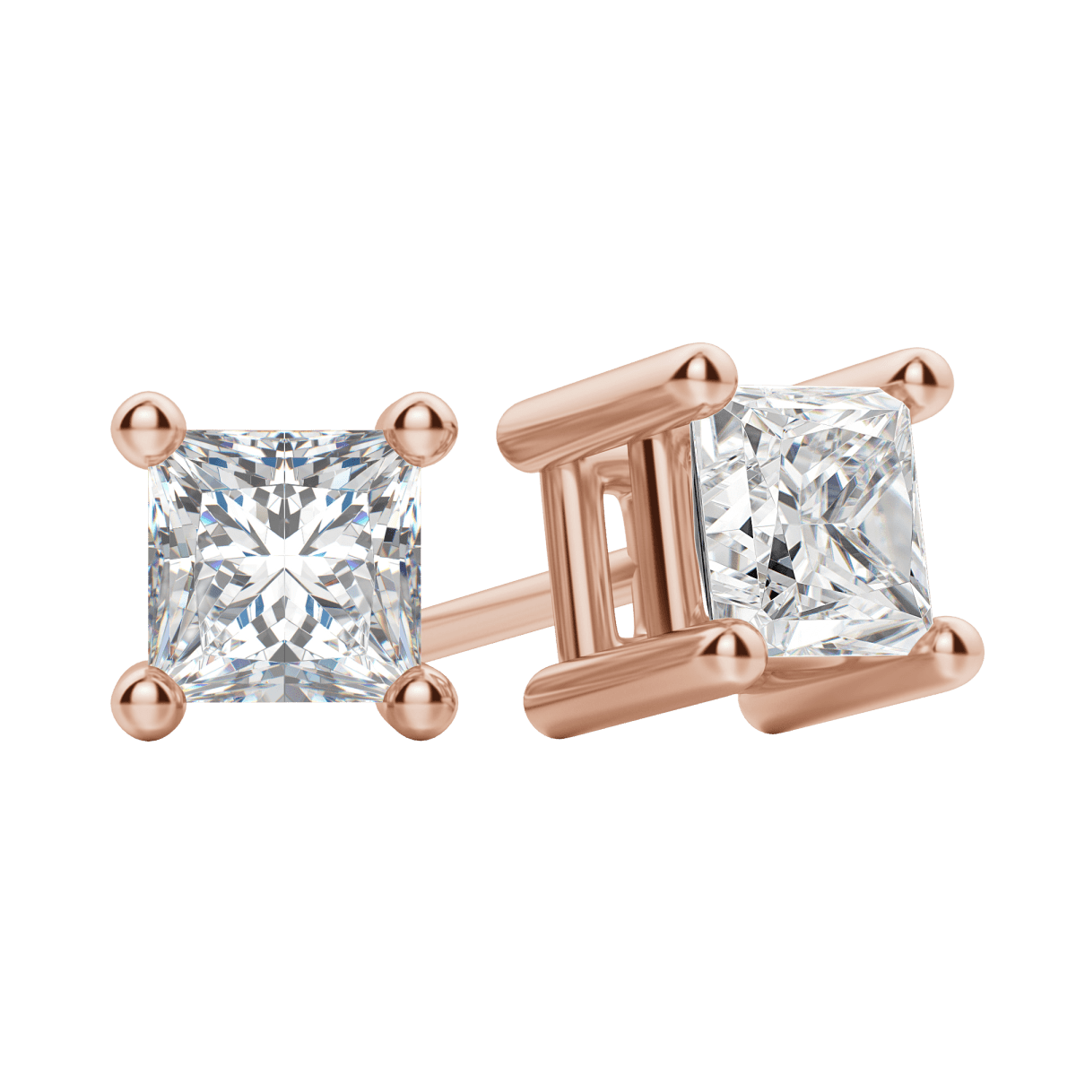 0.50 CT-2.0 CT Princess Solitaire CVD F/VS Diamond Earrings 6
