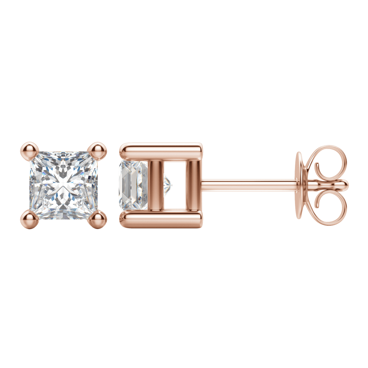 0.50 CT-2.0 CT Princess Solitaire CVD F/VS Diamond Earrings 8