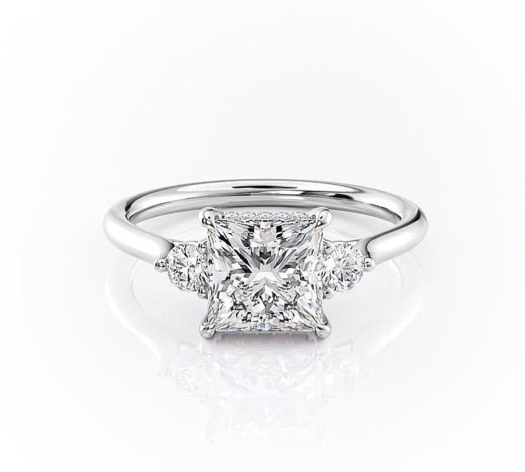 2.08 CT Princess Cut Three Stone Moissanite Engagement Ring 10