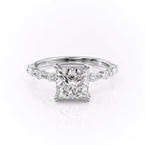 2.08 CT Princess Cut Solitaire Pave Setting Moissanite Engagement Ring 10