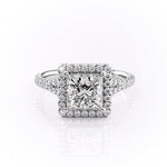 2.08 CT Princess Cut Halo Split Shank Setting Moissanite Engagement Ring 10