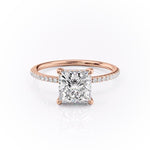 2.08 CT Princess Cut Solitaire Pave Setting Moissanite Engagement Ring 12