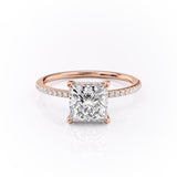 2.08 CT Princess Cut Solitaire Pave Setting Moissanite Engagement Ring 12