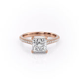 2.08 CT Princess Solitaire Triple Pave Setting Moissanite Engagement Ring 12