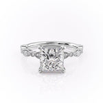 2.08 CT Princess Solitaire Milgrain Pave Moissanite Engagement Ring 10