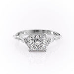 2.08 CT Princess Cut Cluster Moissanite Engagement Ring 10