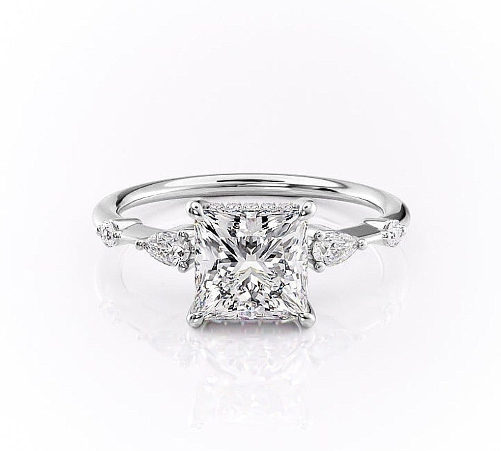 2.08 CT Princess Cut Solitaire Dainty Style Moissanite Engagement Ring 10