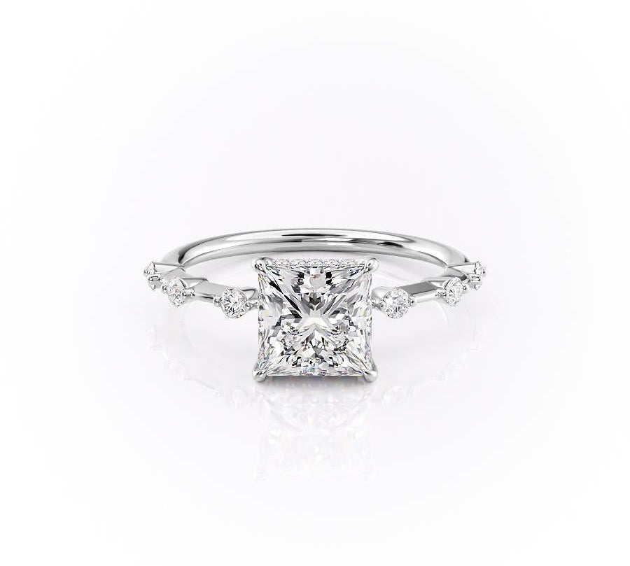 2.08 CT Princess Solitaire Dainty Style Moissanite Engagement Ring 10