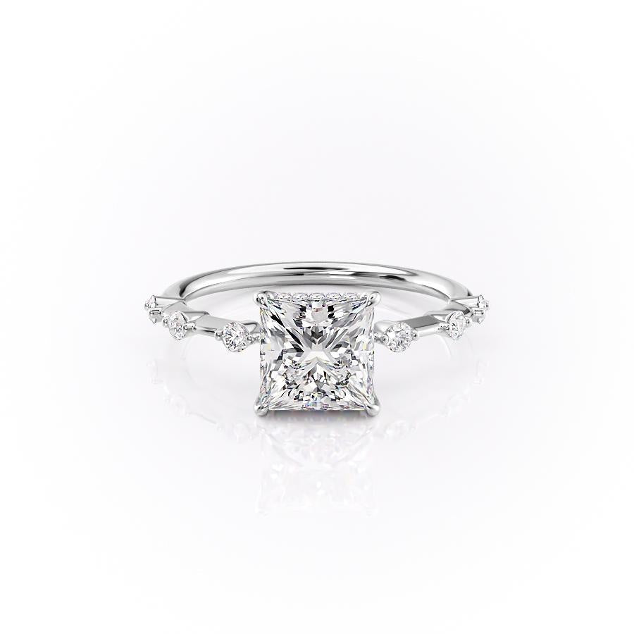 2.08 CT Princess Solitaire Dainty Style Moissanite Engagement Ring 10