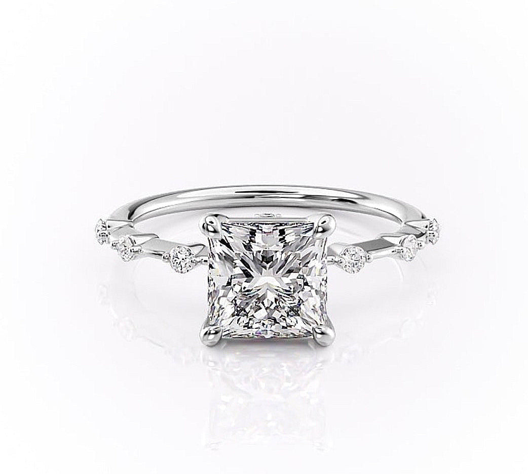 2.08 CT Princess Cut Solitaire Dainty Style Moissanite Engagement Ring 10