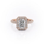 2.1 CT Radiant Cut Halo Triple Pave Setting Moissanite Engagement Ring 12