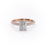 2.1 CT Radiant Cut Hidden Halo Triple Pave Moissanite Engagement Ring 12