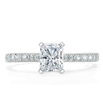 0.75 CT Radiant Cut Solitaire Pave Setting Engagement Ring 1
