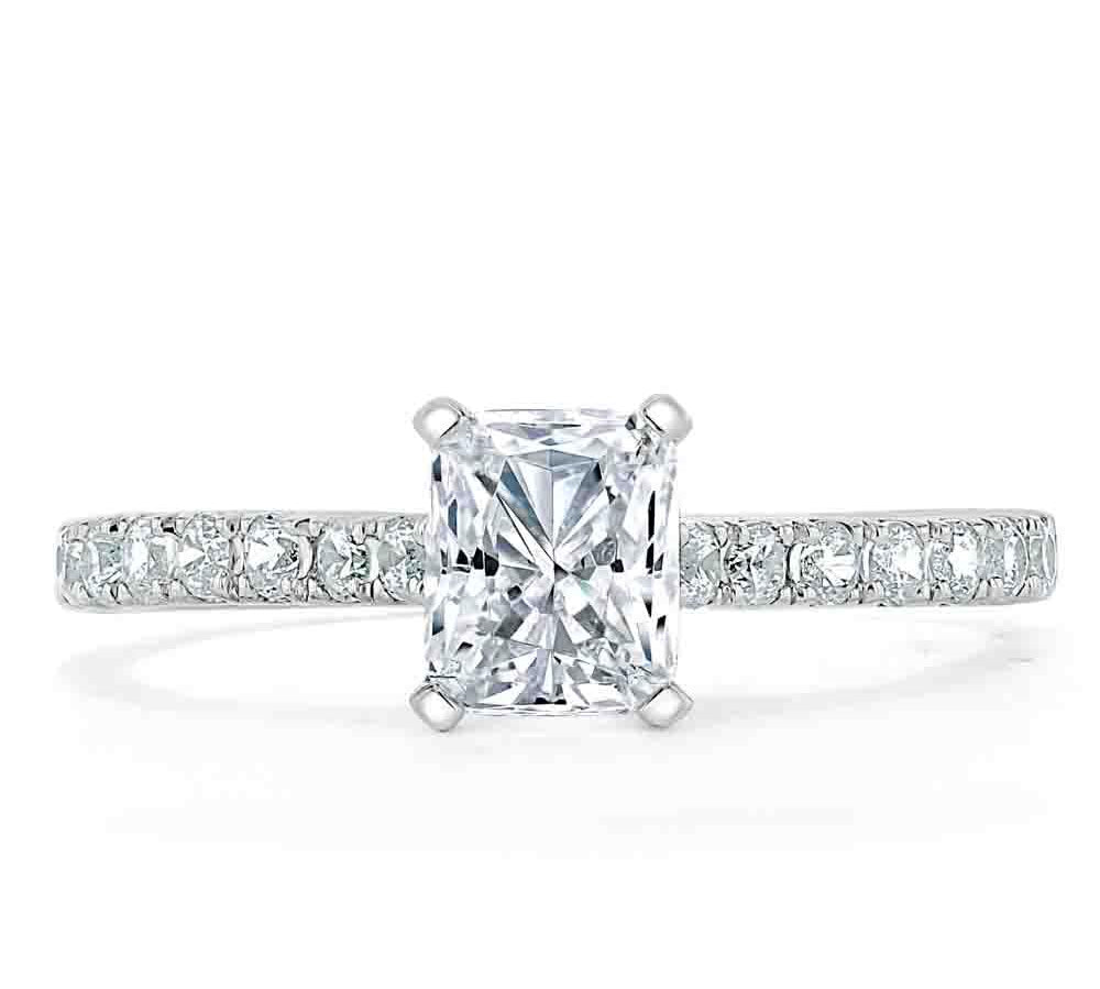 0.75 CT Radiant Cut Solitaire Pave Setting Engagement Ring 1