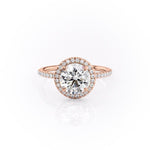 1.90 CT Round Cut Halo Pave Setting Moissanite Engagement Ring 12