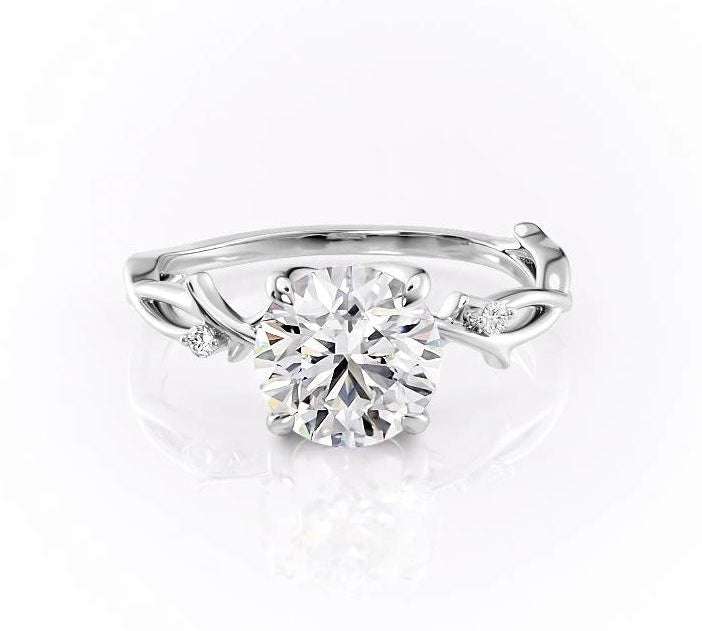 1.90 CT Round Cut Solitaire Twig Style Moissanite Engagement Ring 9