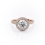 1.90 CT Round Cut Halo Triple Pave Setting Moissanite Engagement Ring 12