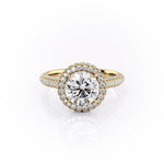 1.90 CT Round Cut Halo Triple Pave Setting Moissanite Engagement Ring 11