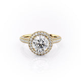 1.90 CT Round Cut Halo Triple Pave Setting Moissanite Engagement Ring 11