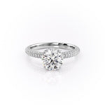 1.60 CT Round Cut Hidden Halo Triple Pave Moissanite Engagement Ring 10