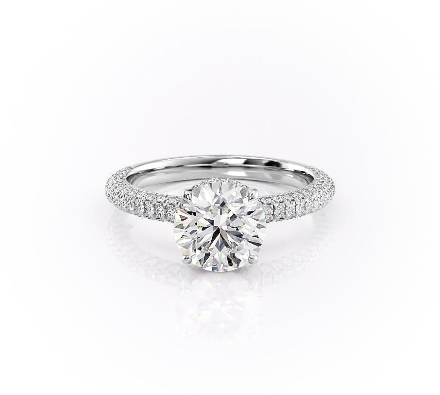 1.60 CT Round Cut Hidden Halo Triple Pave Moissanite Engagement Ring 10