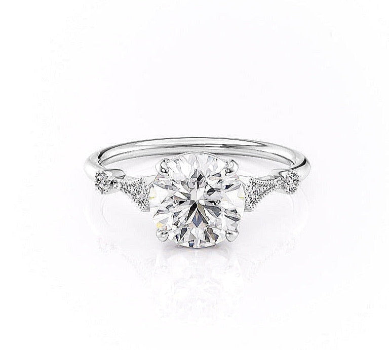 1.35 CT Round Cut Solitaire Moissanite Engagement Ring 9