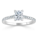 0.75 CT Radiant Cut Solitaire Pave Setting Engagement Ring 2