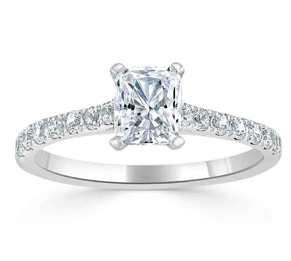 0.75 CT Radiant Cut Solitaire Pave Setting Engagement Ring 2