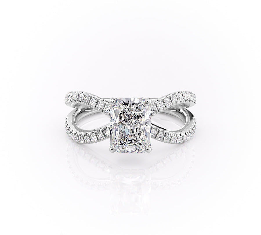 2.0 CT Radiant Cut Solitaire Split Shank Setting Moissanite Engagement Ring 10