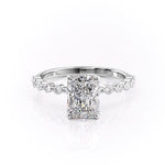 2.10 CT Radiant Solitaire Pave Setting Moissanite Engagement Ring 10