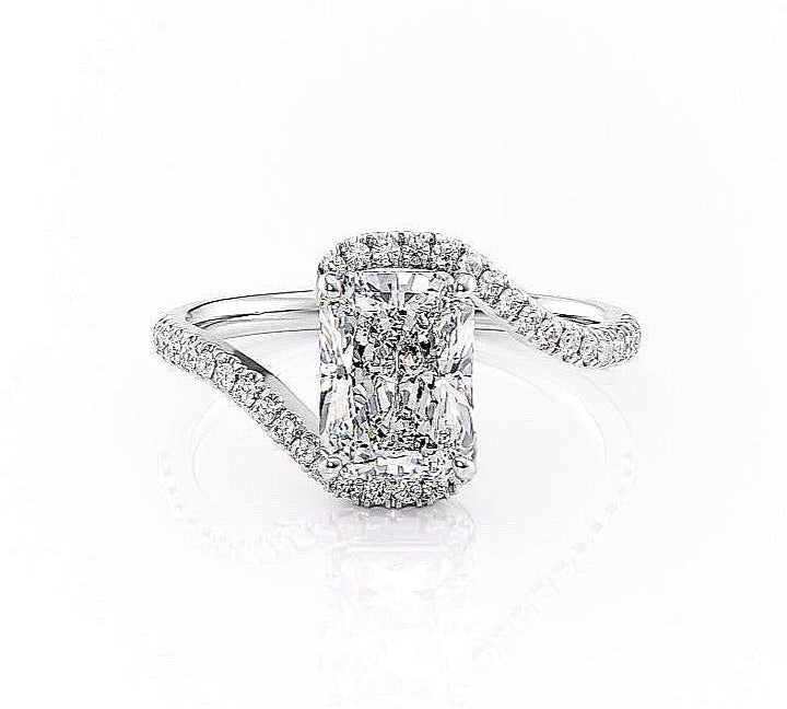2.0 CT Radiant Cut Solitaire By Pass Setting Moissanite Engagement Ring 10