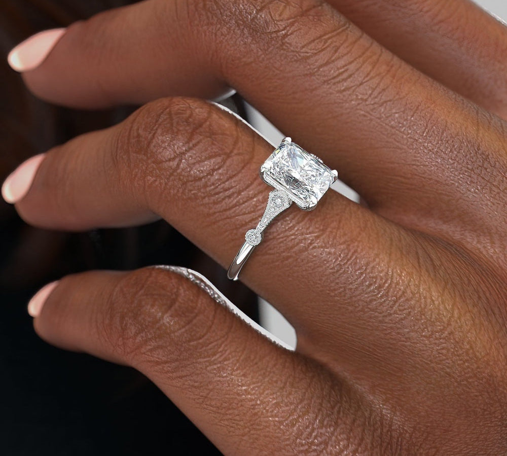 1.04 CT Radiant Cut Solitaire Moissanite Engagement Ring 1