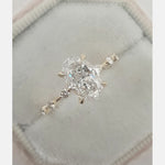 2.10 CT Oval Cut Solitaire & Dainty Pave Moissanite Engagement Ring 3