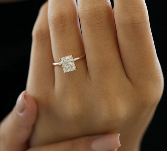 2.43 CT Radiant Cut Solitaire Style Moissanite Engagement Ring 1