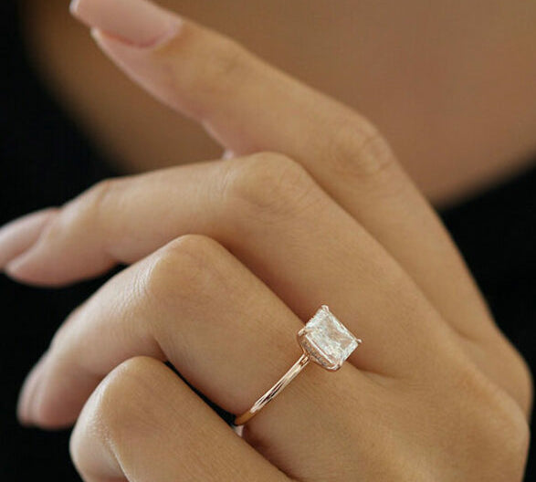 2.43 CT Radiant Cut Solitaire Style Moissanite Engagement Ring 2