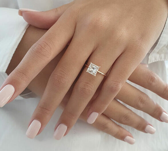 2.08 CT Princess Cut Solitaire Style Moissanite Engagement Ring 1