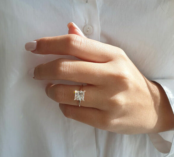2.08 CT Princess Cut Solitaire Style Moissanite Engagement Ring 2