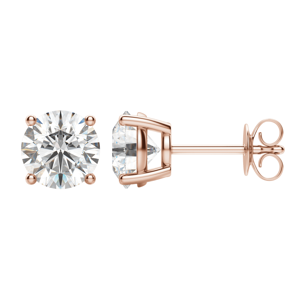 0.50 CT-4.0 CT Round Solitaire CVD F/VS Diamond Earrings 10